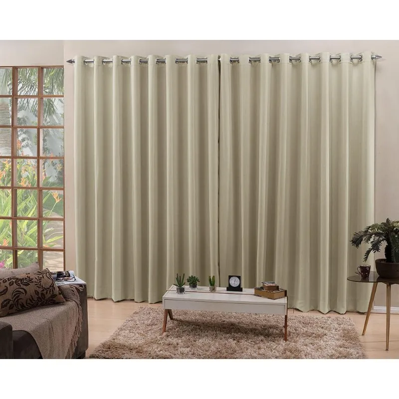 Cortina Areia 3,00X2,30 Blackout Tecido Corta Luz 100%