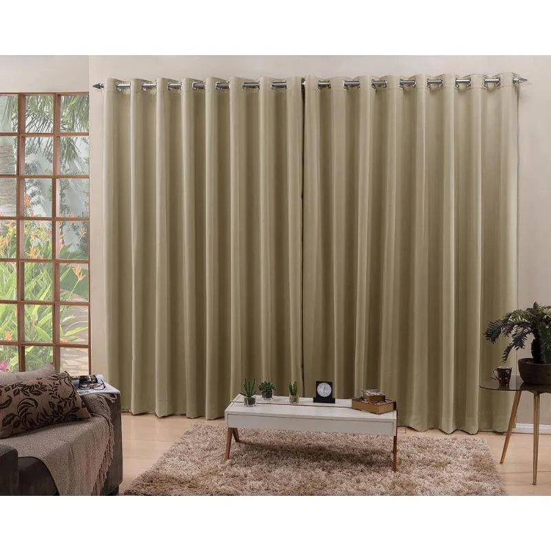 Cortina Bege 3,00X2,30 Blackout Tecido Corta Luz 100%