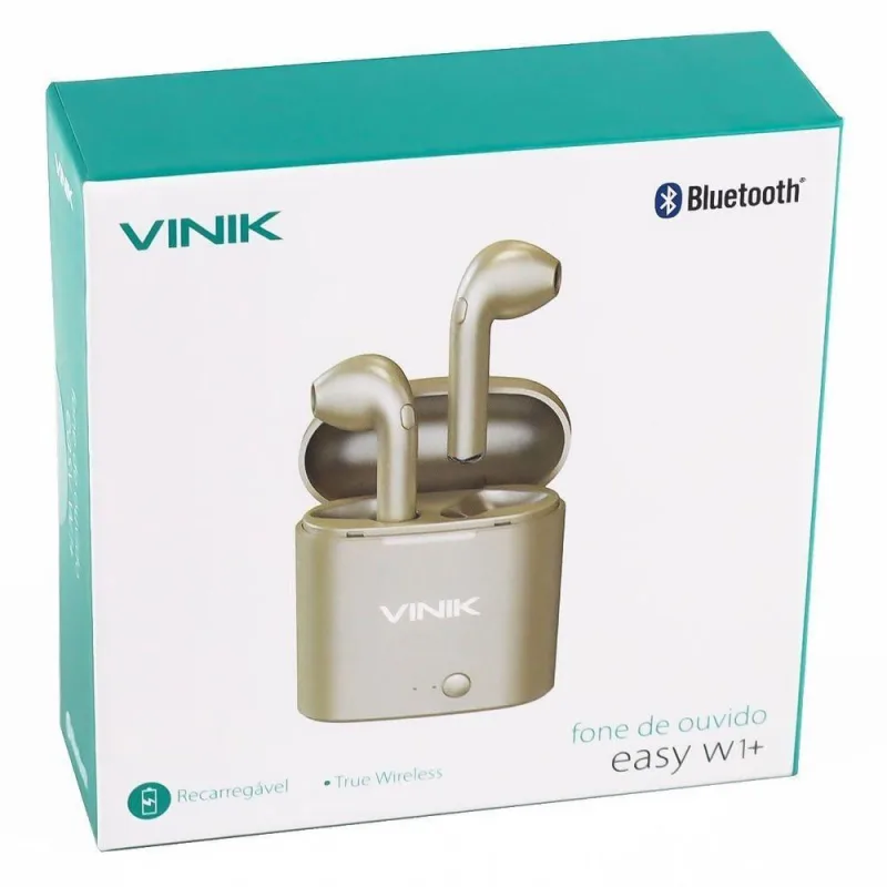 Fone De Ouvido Bluetooth Easy W1+ Tws Dourado - Vinik - áudio