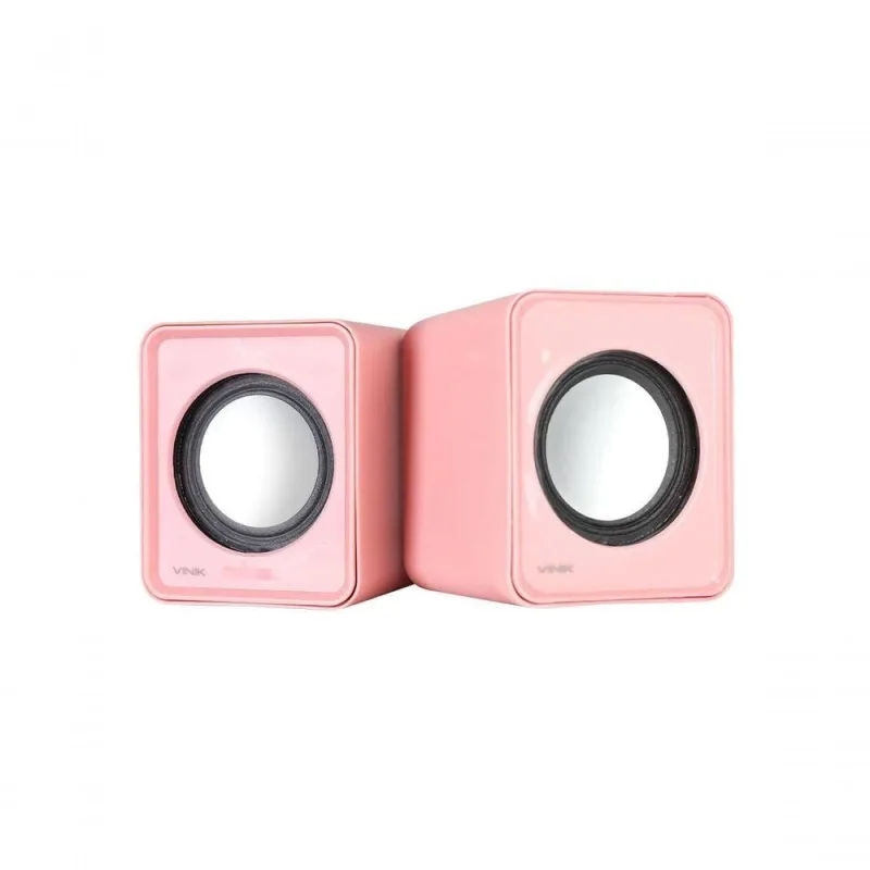Caixa de Som 2.0 Vinik VS-01R 2W USB Compacta com Controlador de Volume para PC e Notebook Rosa - VINIK - áudio