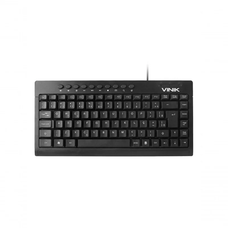 Mini Teclado USB Multimídia Dynamic DT111 ABNT2 com 10 Teclas Atalho Cabo 1,8M Resistente Vinik