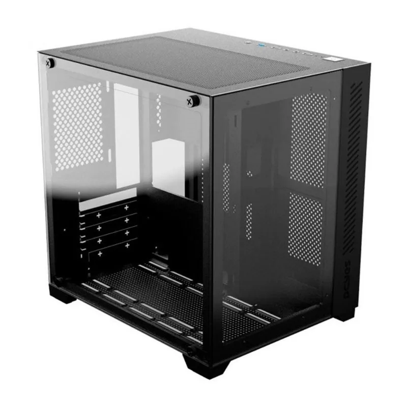 Gabinete Gamer PCyes Mid Tower Matx Lateral E Frontal Em Vidro Forcefield Black Vulcan Preto (MP)