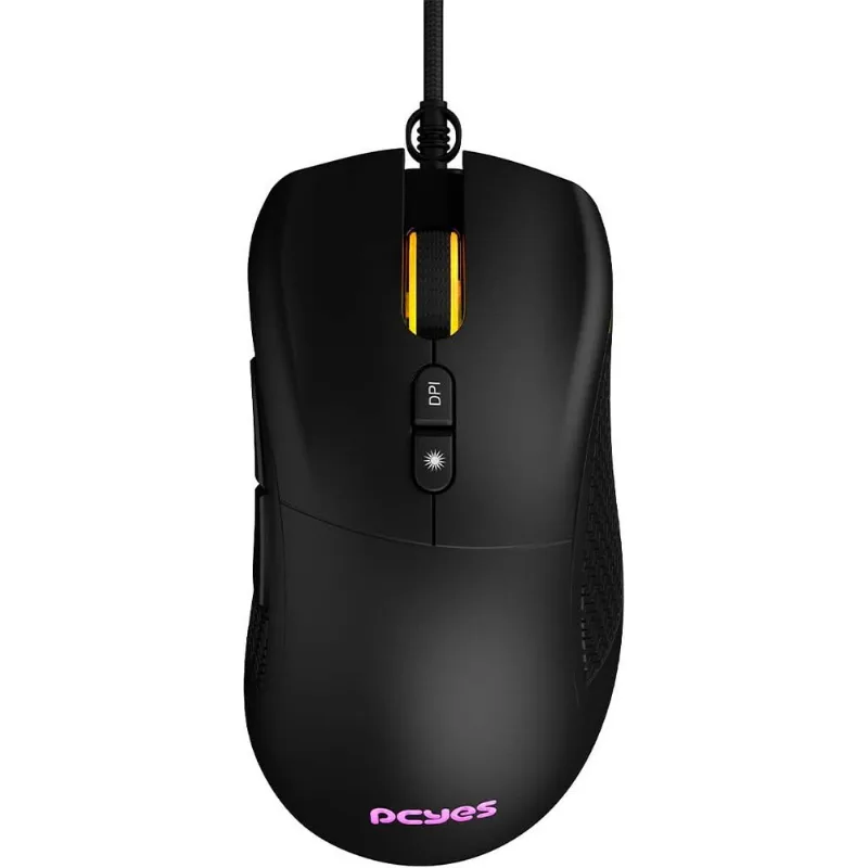 Mouse Gamer USB PCYES Gaius RGB 12400DPI 7 Botões Preto (MP)