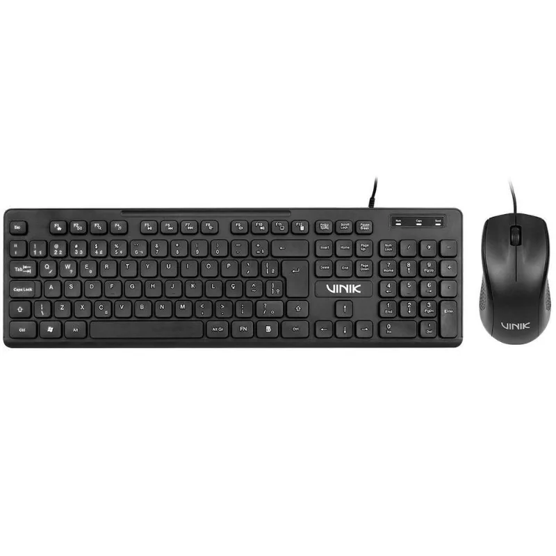 Kit Teclado e Mouse Usb Slim SC100 Abnt2 Resistente a Respingos Preto Vinik