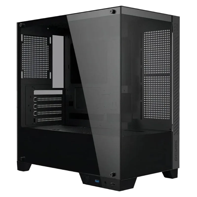 Gabinete Gamer PCyes Forcefield TWR Black Vulcan Mid Tower Vidro Temperado Preto (MP)