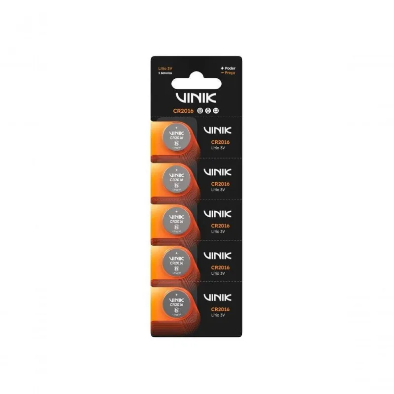 Bateria VB16B5 CR2016 3V de Litio para Controles Brinquedos Lanternas e Sensores 5 Unidades Vinik - Vinik - Brinquedos