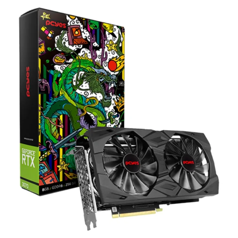 Placa De Vídeo Pcyes 8GB RTX 3070 GDDR6 Series NVIDIA GeForce 256 Bits 1X HDMI 3X DisplayPort (MP)