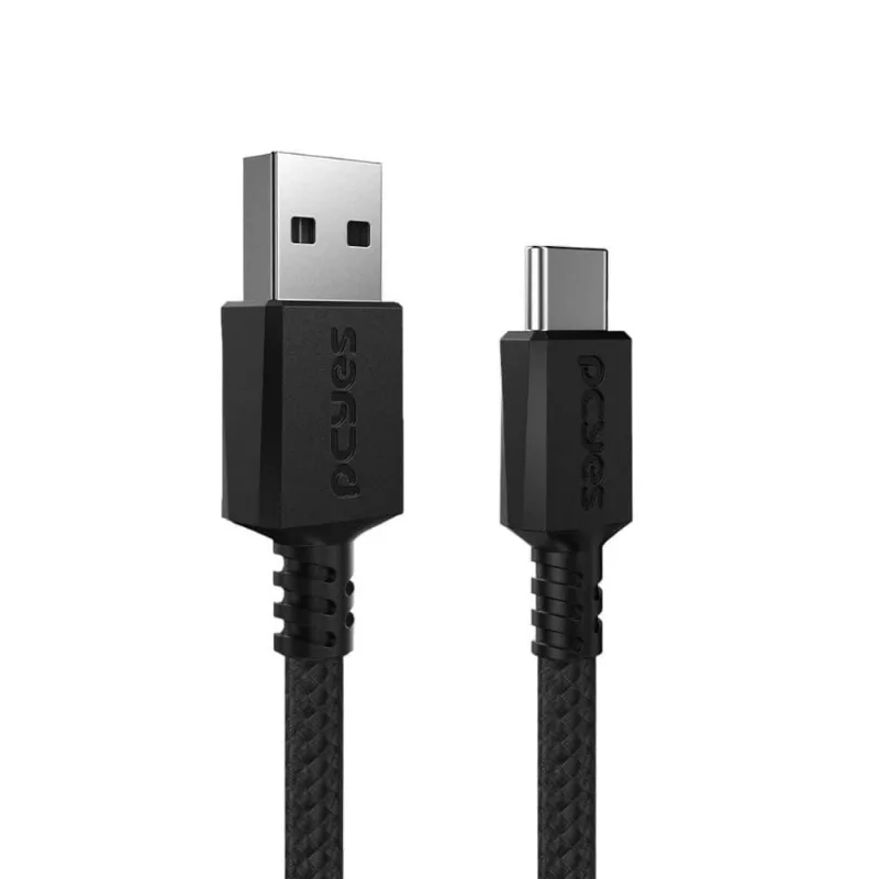 Cabo Usb A 2.0 Macho P/ Usb Tipo-c - Preto - 1 Metro - Nylon - Puacn-01