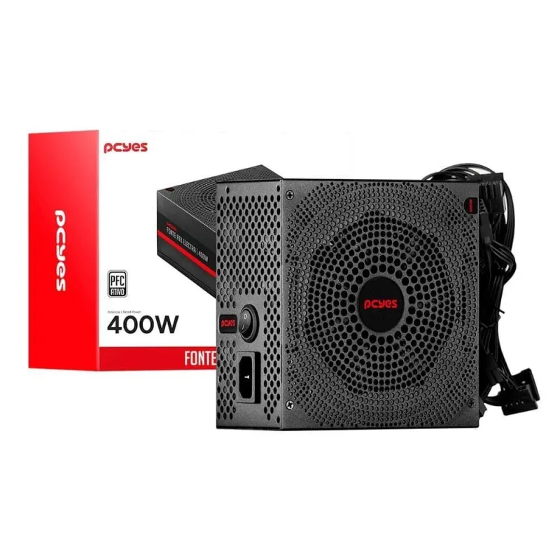 Fonte de Alimentação ATX ELEC400W 400W PFC Ativo Pcyes - PCYES - Agro