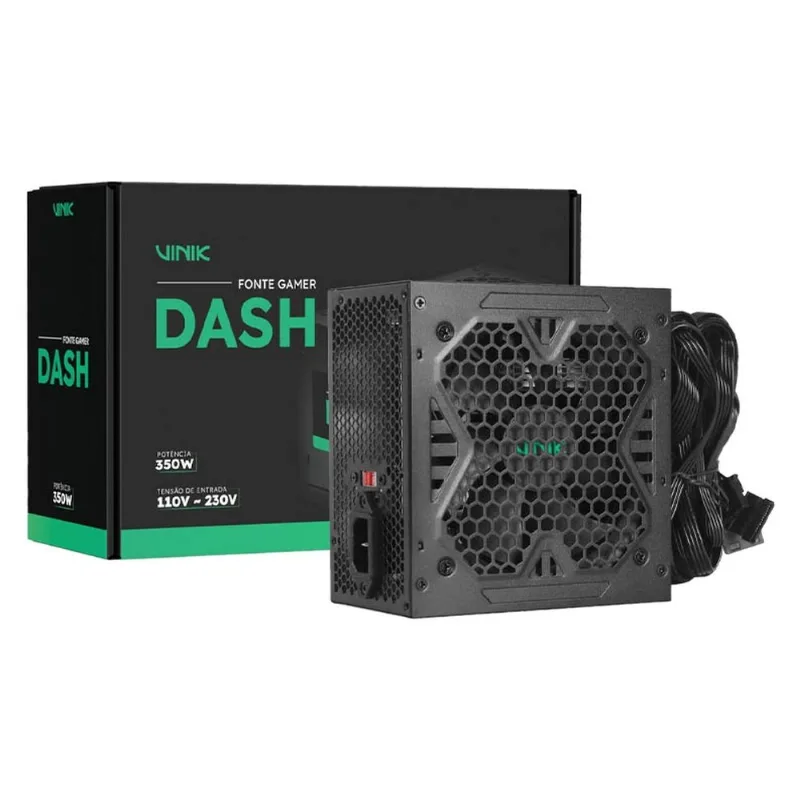 Fonte ATX Gamer 350W Vinik Dash Bivolt Sem Cabo VFG350WPV3 (MP)