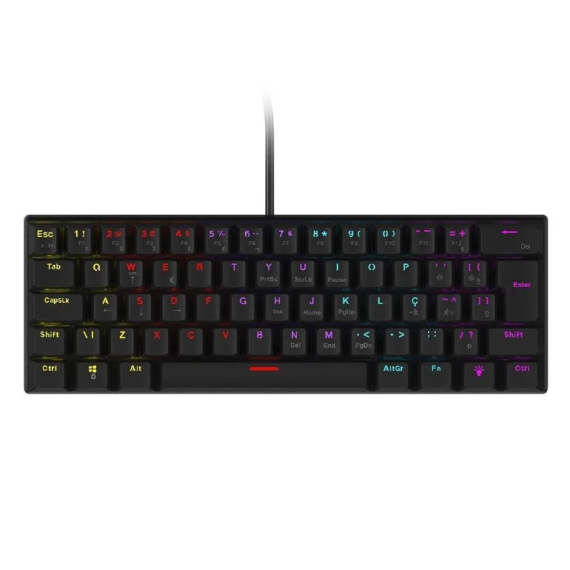 Teclado Mecânico 60% Vinik Anihi ANIHIBKRD com Switches Red, LED Rainbow e anti-ghosting 22 Teclas - VINIK - Games