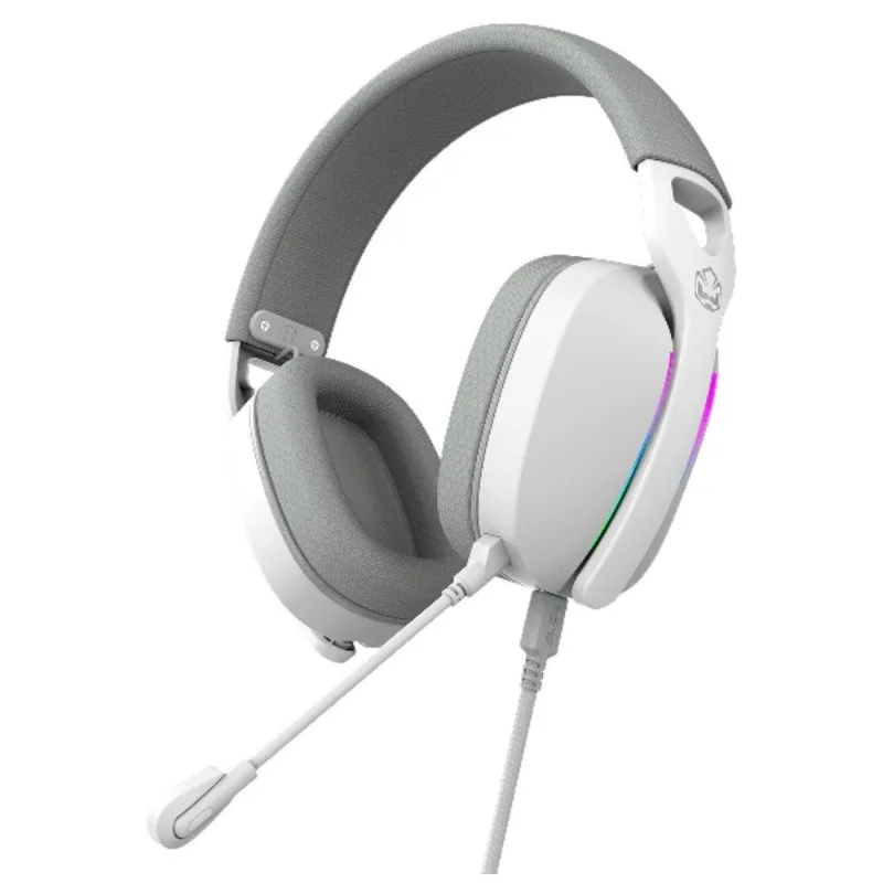 Headset Gamer PCYES Nowy White Ghost Com Microfone USB RGB Branco HGNW40WG (MP)