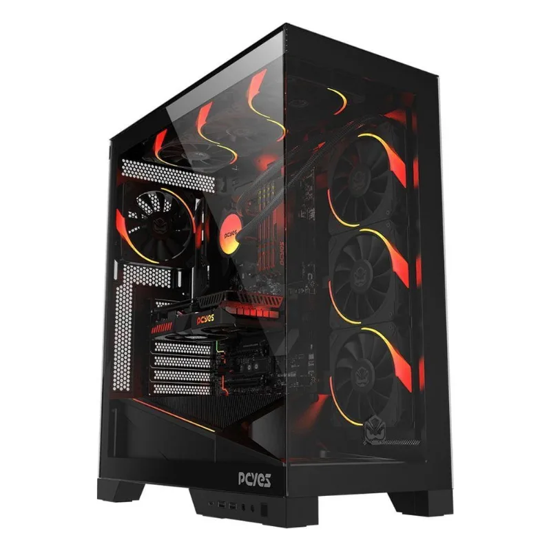 Gabinete Gamer Pcyes Forcefield Flow Black Vulcan - Gfffbv