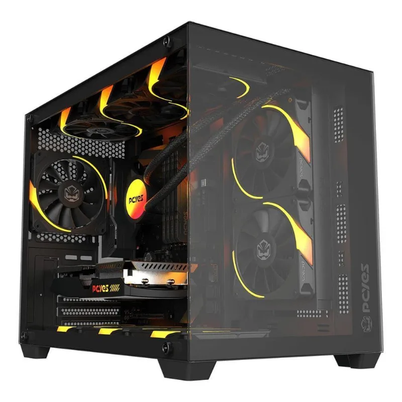 Gabinete Gamer Forcefield V2 Black Vulcan Mid-tower Mini Itx E Micro Atx Preto Pcyes