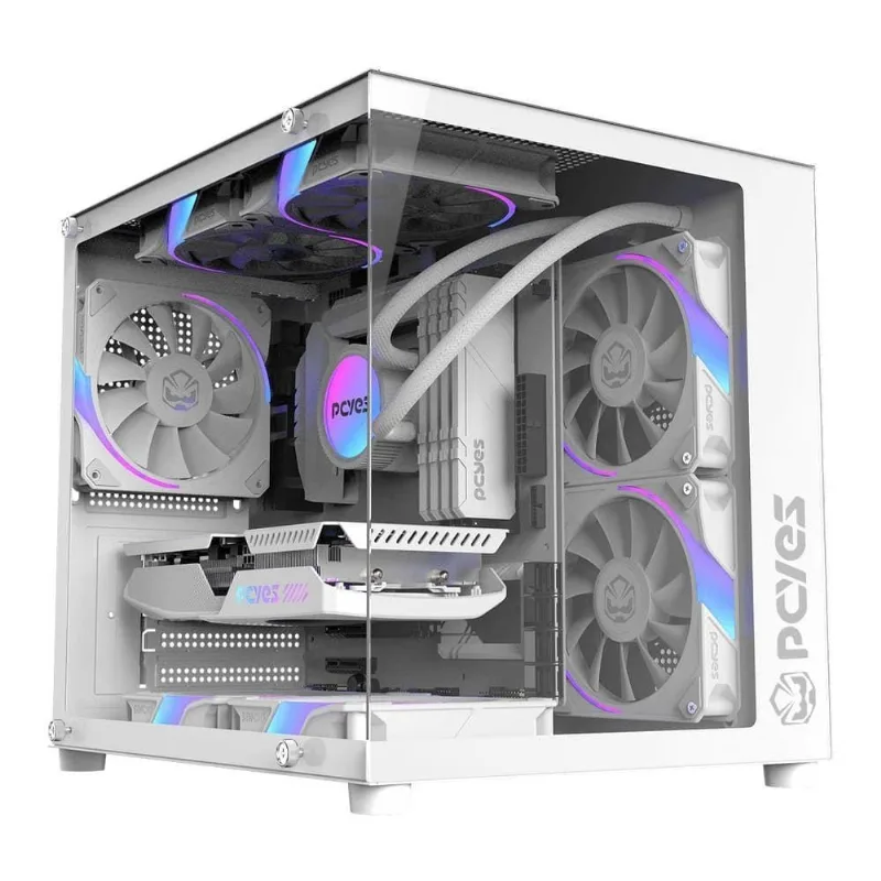 Gabinete Gamer Forcefield Mini White Ghost GFFMNWG Mini-Tower para Mini ITX e Micro ATX Branco Pcyes