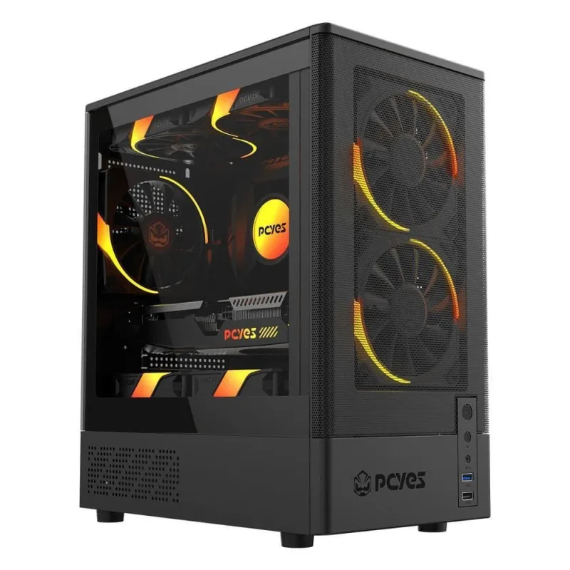 Gabinete Gamer Kauri Black Vulcan GKRIBV Mid Tower ATX Preto Pcyes - PCYES - Games