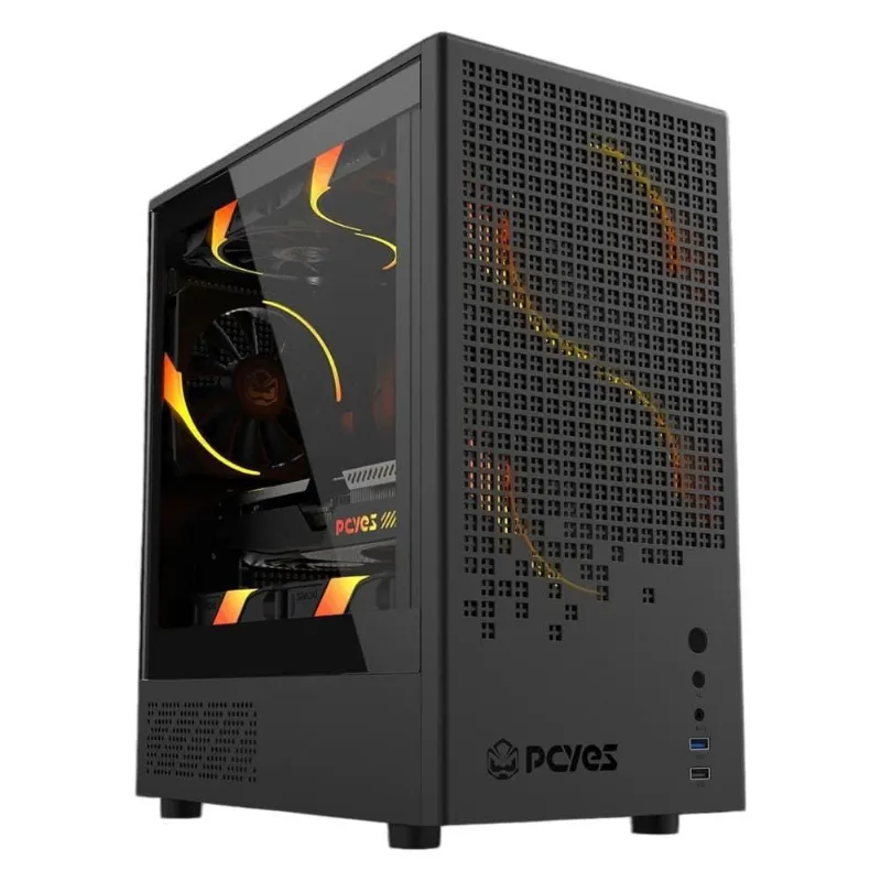 Gabinete Gamer Mid-Tower Ozara Black Vulcan GOZRBV Vidro Temperado Preto Pcyes