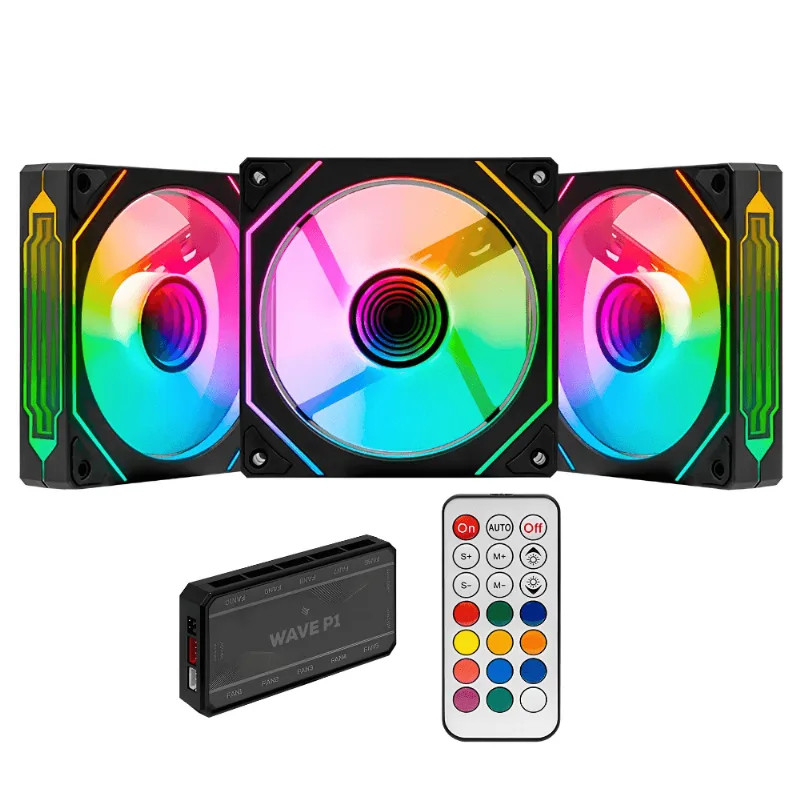Kit 3 Fans Pichau Wave P1 Argb 120mm Com Controladora Preto Pg-wprgb-bk01