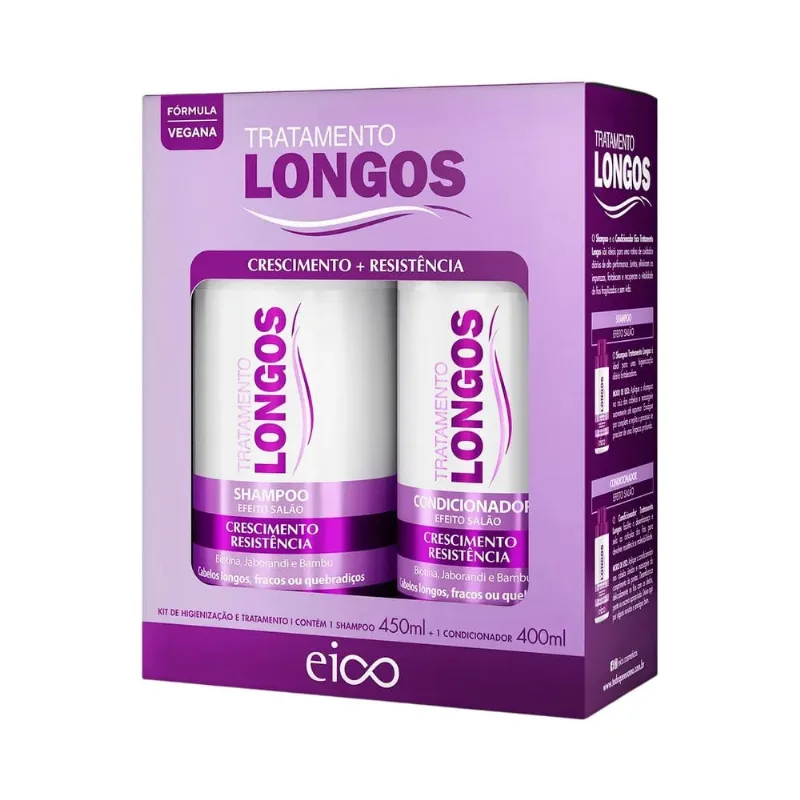 Kit Eico Shampoo 450ml + Condicionador 400ml Tratamento Longos Kit Eico Cabelos Longos 450 ml (2 produtos)