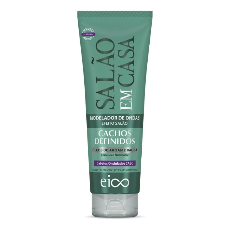 Modelador de Ondas Eico Salão Em Casa Cachos Definidos Ondulados 2ABC 250ml