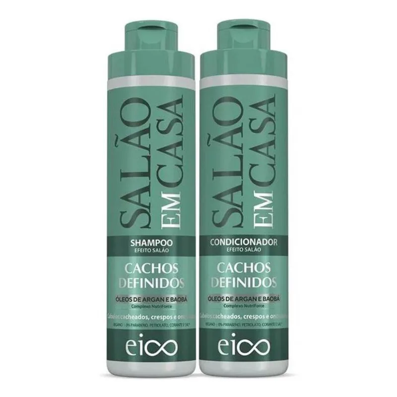 Kit Eico Salão em Casa Cachos definidos Sh 800ml + Cond750ml