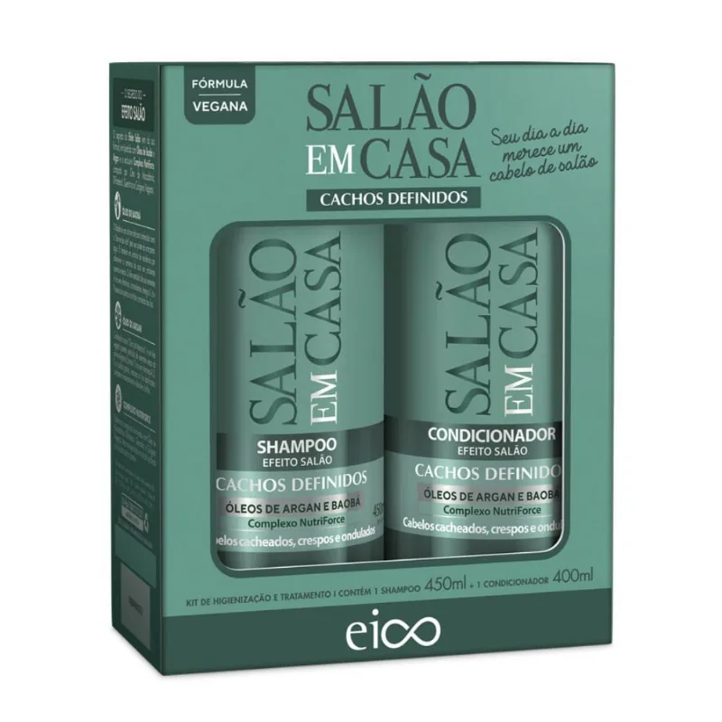 Kit Eico Salão Em Casa Cachos Definidos Shampoo 450ml + Condicionador 400ml