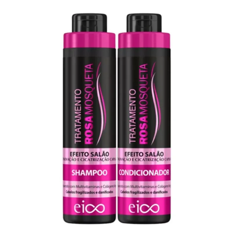 Kit Eico Rosa Mosqueta Efeito Salão Shampoo 450ml + Condicionador 400ml