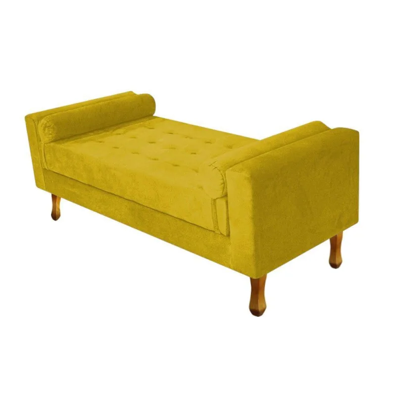 Recamier Baú Félix Solteiro 90cm Suede Amarelo - OUTRAS