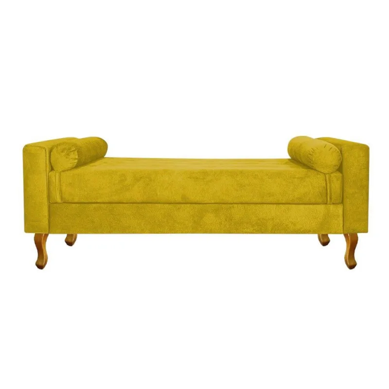 Recamier Baú Félix Solteiro 100cm Suede Amarelo - OUTRAS - Colchões