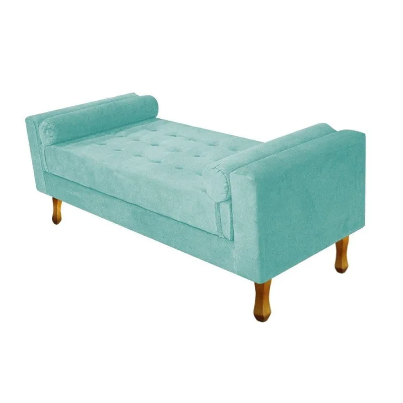 Recamier Baú Félix Queen 160cm Suede Azul Tiffany Doce Sonho - OUTRAS - Colchões