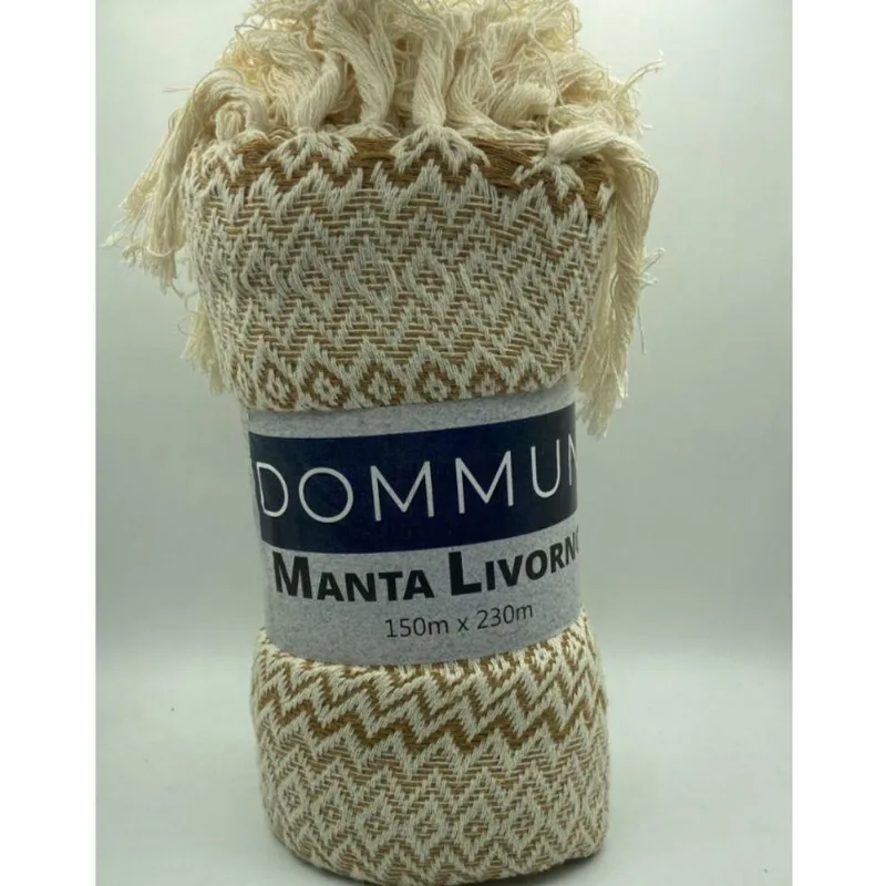 Manta Livorno 100% Algodão 1,50 x 2,30m Bege Mescla