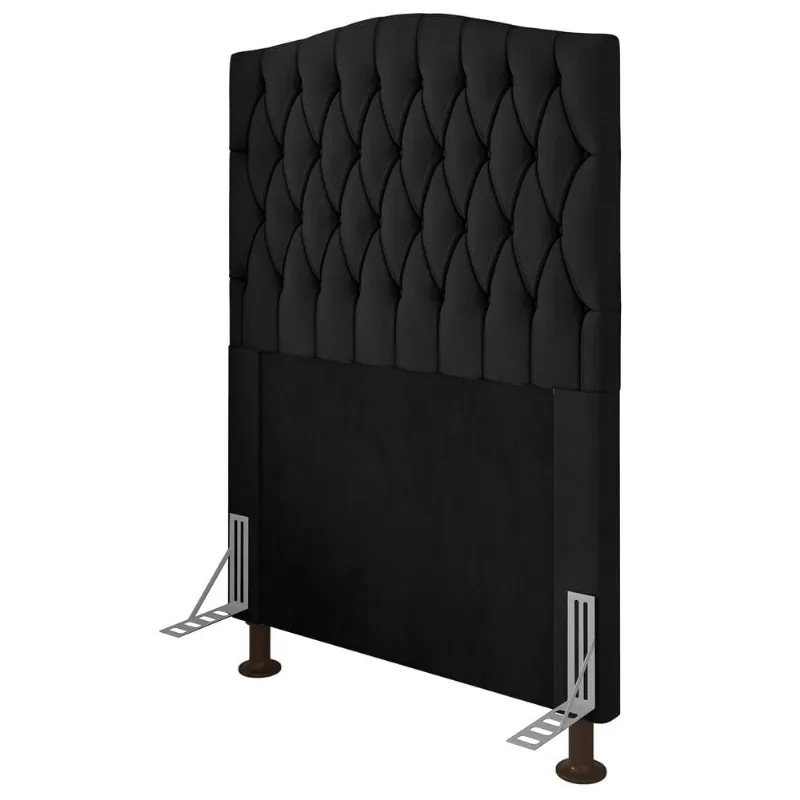 Cabeceira Cama Box Solteiro 90cm D10 Petra Suede Preto - Mpozenato