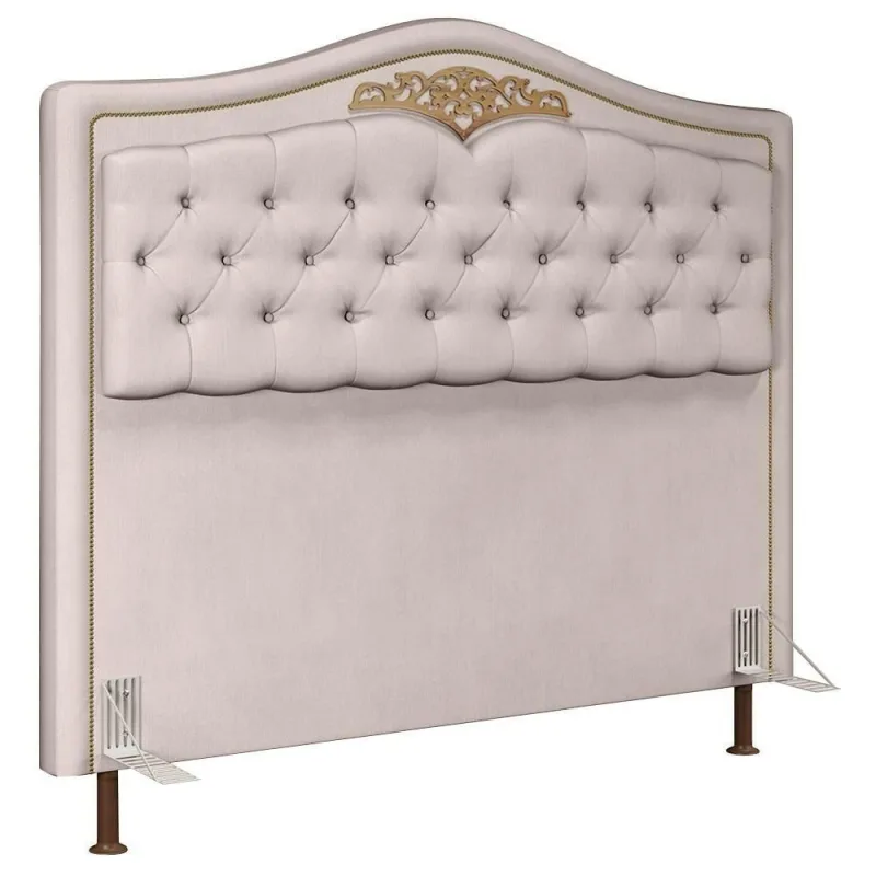 Cabeceira Cama Box Casal 140cm Com Tachas Imperial Veludo J02 Bege - Mpozenato - Mpozenato - Agro