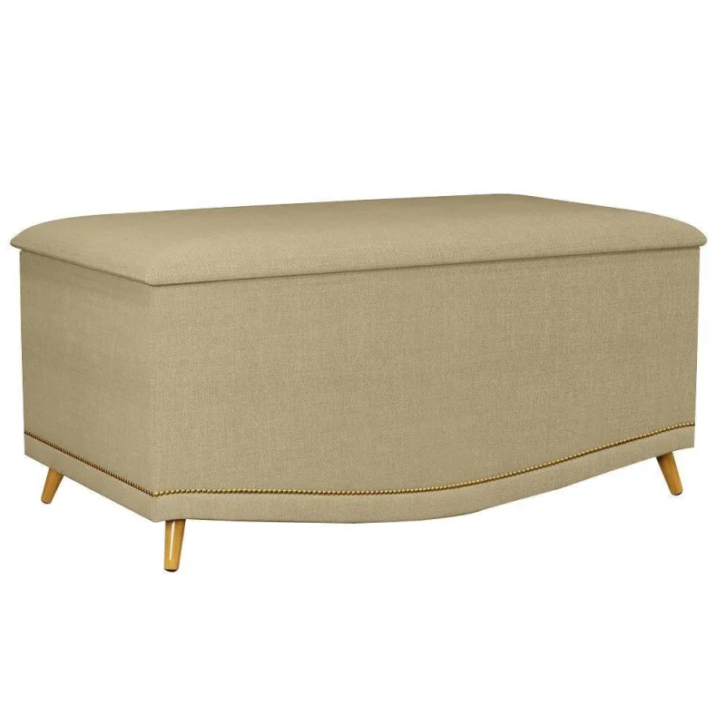 Calçadeira Baú Solteiro 90Cm Linho Areia - Não Disponível - Móveis