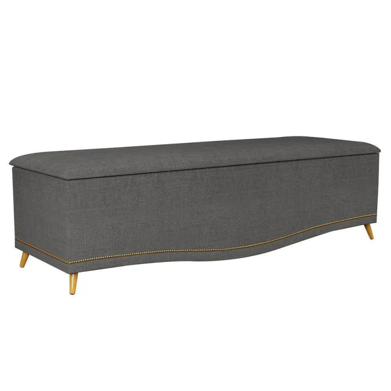 Calçadeira Baú Casal 140Cm Linho Grafite - Não Disponível