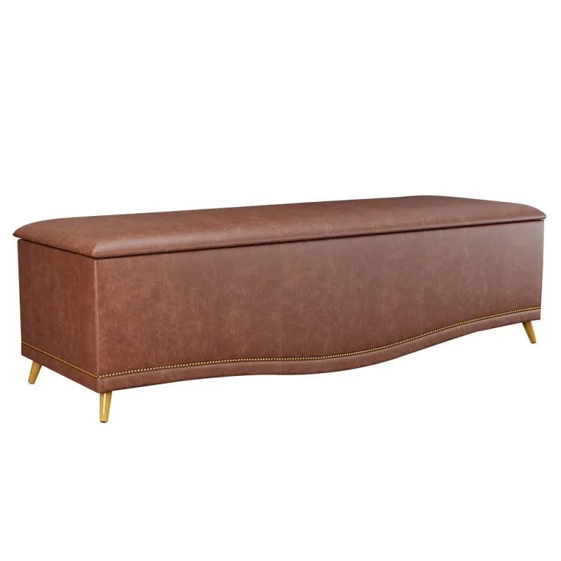 Calçadeira Baú Casal 140cm Imperial J02 Facto Marrom - Não Disponível - Móveis
