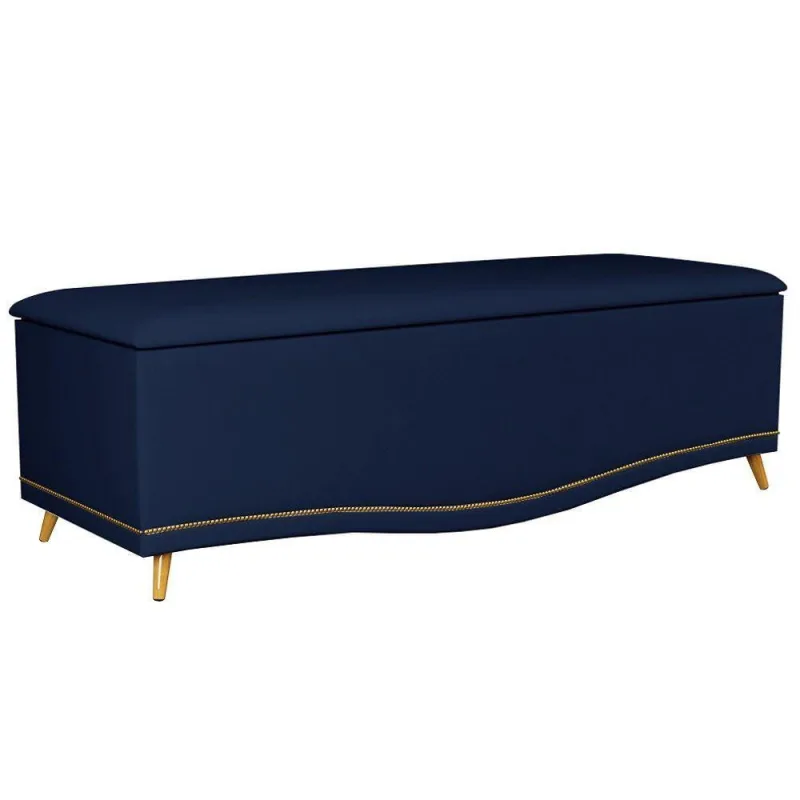 Calçadeira Baú 195Cm Suede Azul - Não Disponível