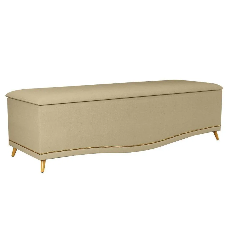 Calçadeira Baú 195Cm Linho Areia - Não Disponível - Móveis