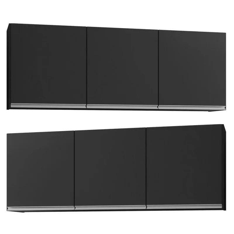 Kit 2 Armários Aéreos 150Cm 3 Portas Argélia Preto - Lumil - OUTRAS
