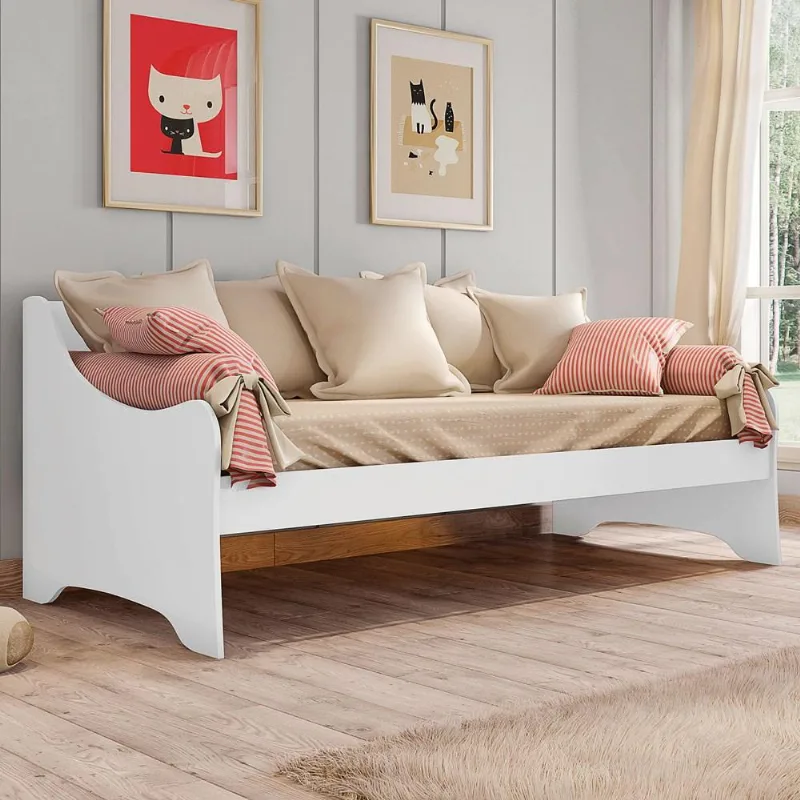 Cama Mpozenato Sofá Infantil de Babá Branco 79.9 cm 193 97 Cama Sofá Infantil de Babá MDF M08 Emy Branco Acetinado - Mpozenato