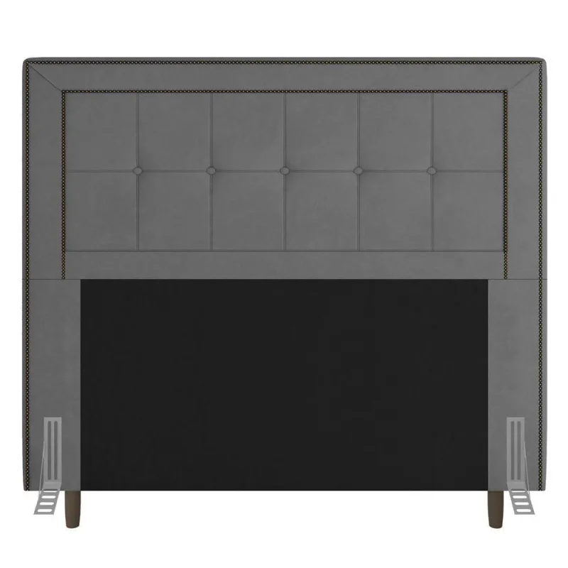 Cabeceira King Size Luxor 195Cm Com Tachas E Frame Cinza - Não Disponível - Móveis