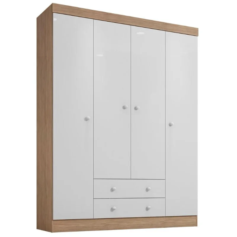 Guarda Roupa Infantil 200cm 4 Portas 2 Gavetas Íbis I03 Branco/Cartagena - Mpozenato