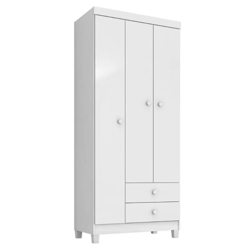 Guarda Roupa Infantil 76cm 3 Portas 2 Gavetas Beka I03 Flex Branco/Azul/Rosa - Mpozenato