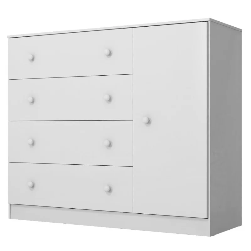 Cômoda Sapateira Infantil 99cm 1 Porta 4 Gavetas Íbis I03 Branco - Mpozenato