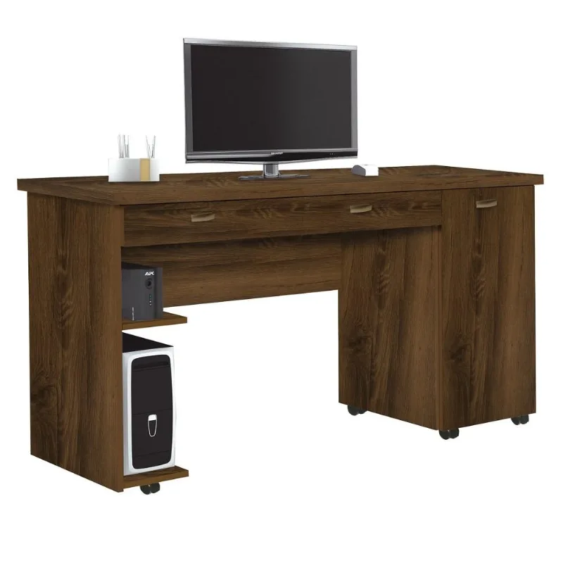 Mesa Escrivaninha para Computador 136cm 1 Porta 3 Gavetas Ariel Freijó Luxo - Móveis Primus