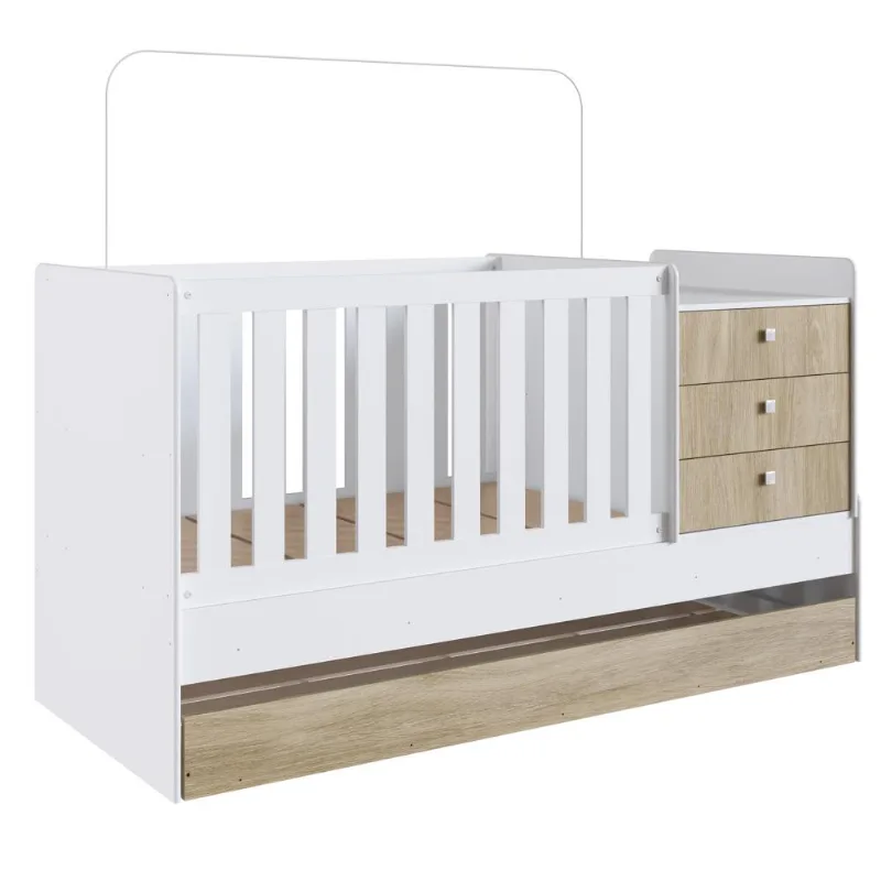 Berço Mini Cama Com Auxiliar Certificado pelo Inmetro BB690 Branco/Montreal - Completa Móveis