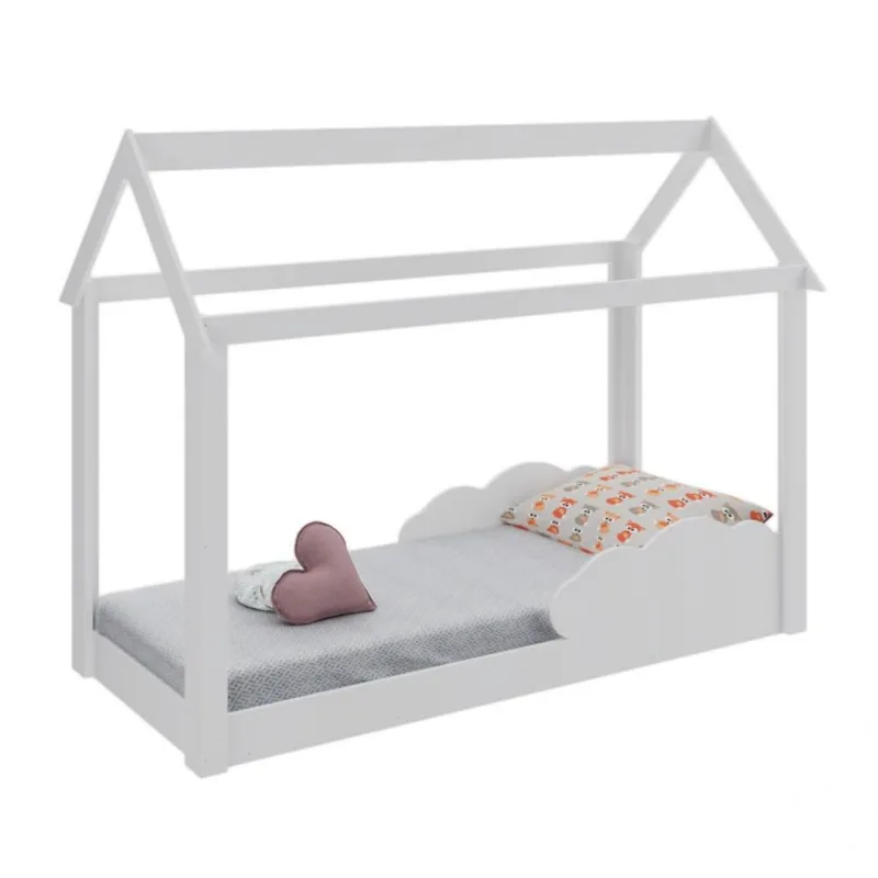 Cama Infantil Montessoriana Com Nuvem BY401 Branco - Completa Móveis
