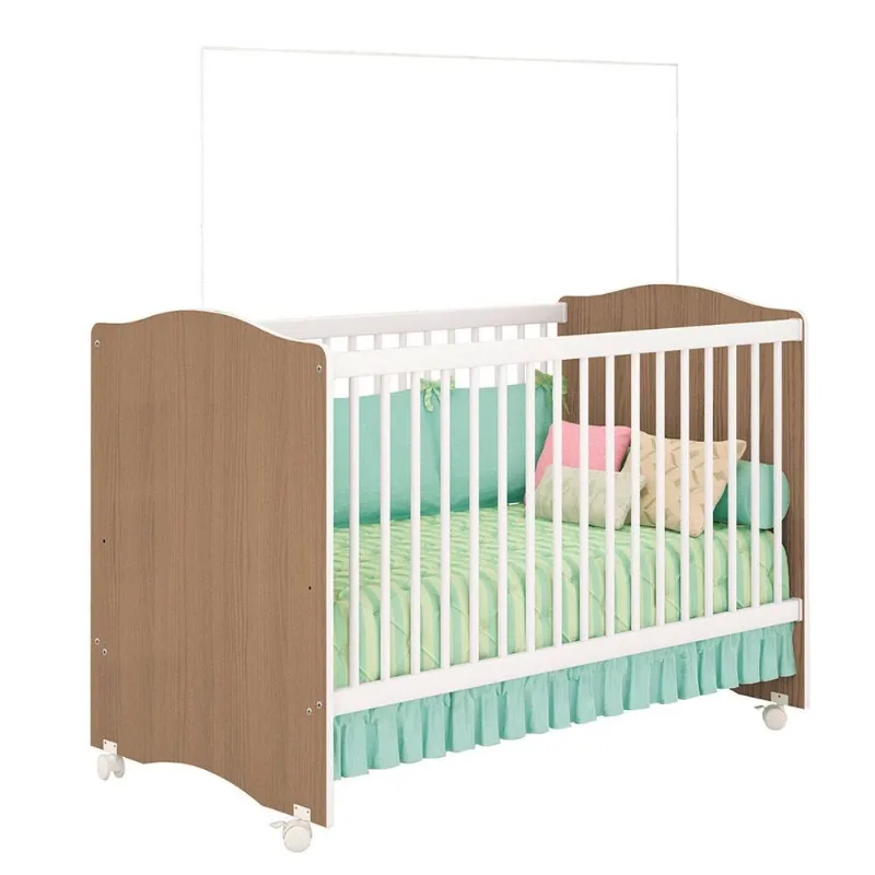 Berço Mini Cama Com Rodízios Certificado Pelo Inmetro Satriani M08 Branco/Almendra - Mpozenato