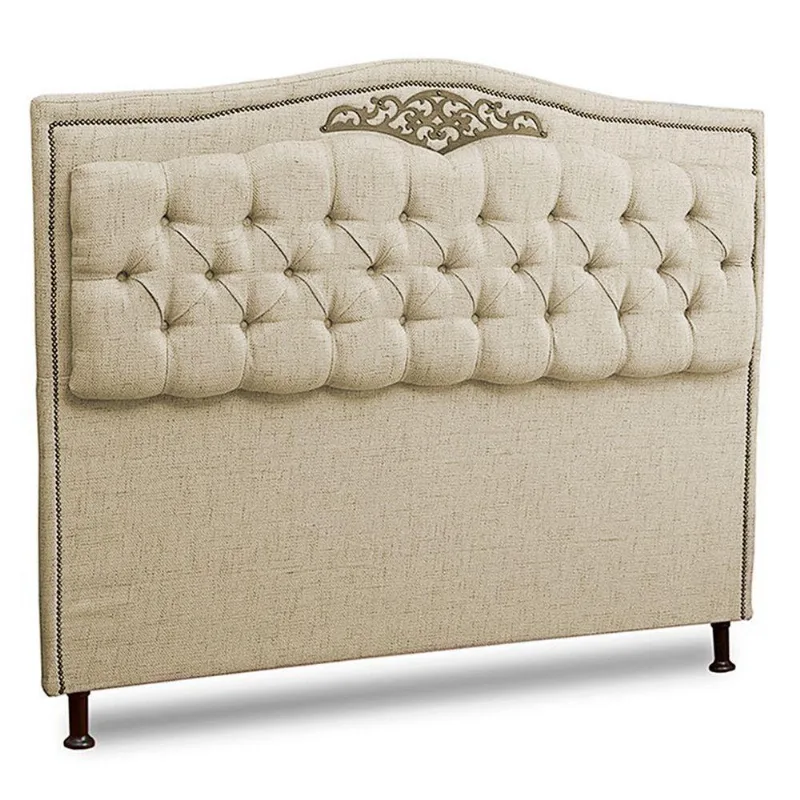 Cabeceira Estofada Cama Box Casal Belize 140Cm Linho Areia