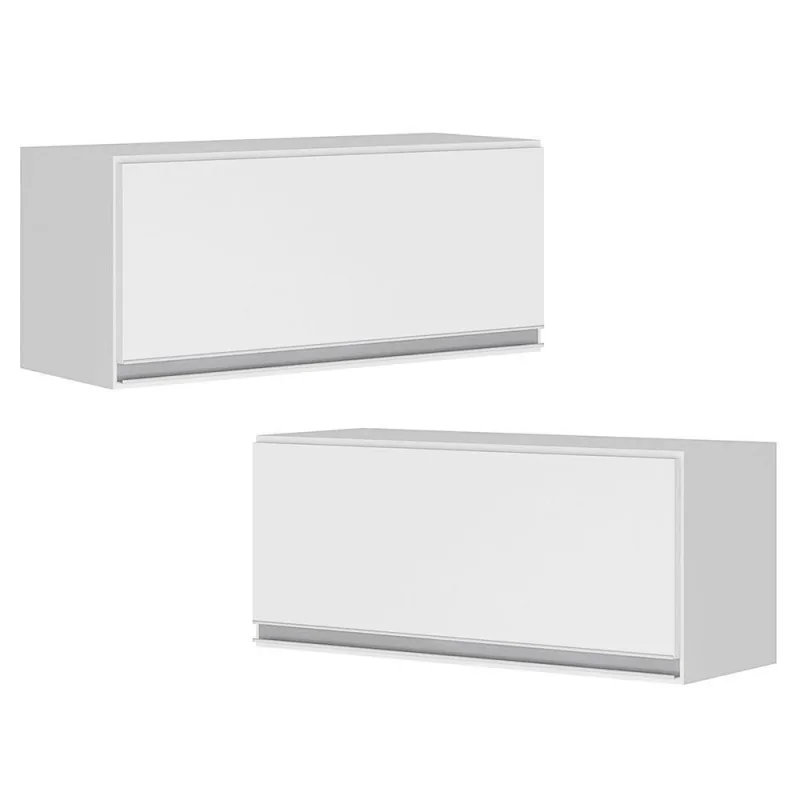 Kit 02 Armários Aéreo Multiuso 60Cm 100% Mdf Branco - OUTRAS - Agro